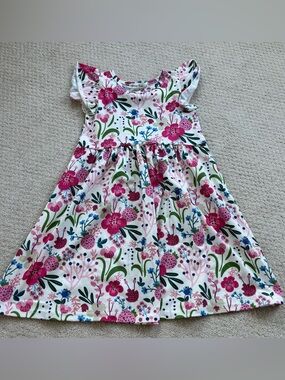 Orchid Lane Straberry floral Girls Pink Flutter Sleeve Dress